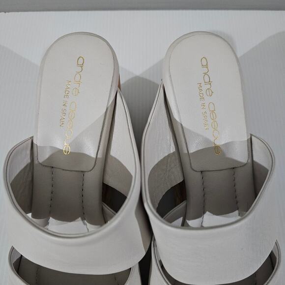 NEW Andre Assous Pilar Wedge Sandal EU 39 Platform Espadrille Off White Leather - Picture 7 of 13